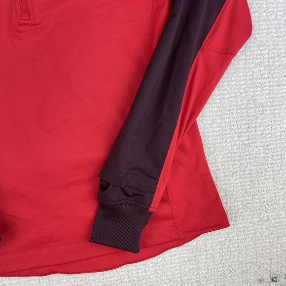 NIKE Running 546047 Dri-Fit Thermal Half Zip Red Hoodie Hooded Sweatshirt Sz M - Picture 5 of 16